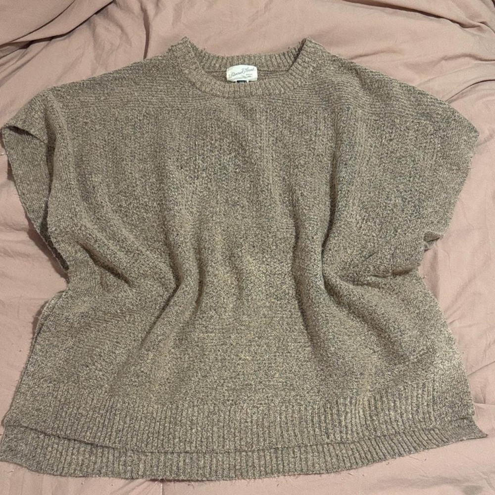 Universal Thread Taupe Boxy Short-Sleeve Crew Sweater